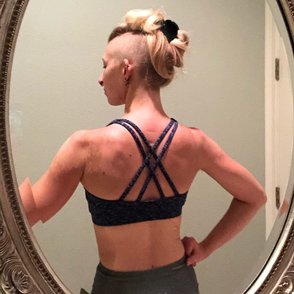 EARTH YOGA ethical fashion sport bra blue Like New